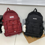 Weiyinxing College Backpack 2024 Students Aesthetic Schoolbags with Pendant Solid Color Girls Mochila Multi-Pocket Travel Rucksack