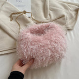 Weiyinxing Women Hobo Bag Luxury Designer Faux Fur Handbag Brand Women Bag Clutches Lady 8 Colors Plush Crossbody Bag Fashion Tote Small