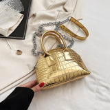 Weiyinxing Silver Shell Evening Clutch Bag Designer Crocodile Pattern Shoulder Bag For Women Party Wedding Handbag Purse Crossbody Bag