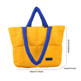 Weiyinxing Large Tote Padded Handbags Designer Quilted Women Shoulder Bags Luxury Nylon Down Cotton Crossbody Bag Winter Purse 2024