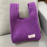 Weiyinxing Hollow Out Crochet Bucket Bag Macaron Color Cotton Rope Woven Fishnet Bag Hand Knitted Bag Women'S Casual Totes