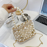 Weiyinxing Luxury Designer Purses And Handbags For Women Hollow-out Basket Pearl Bead Evening Clutch Wedding Party Crossbody Bag 2024