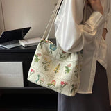 Weiyinxing Embroidered Tote Bag Women Summer Trendy Cloth Bag Niche Embroidery Shoulder Bag Texture Bucket Bags Canvas Bags