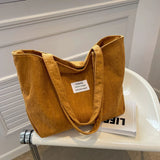 Weiyinxing Corduroy Totes Bag Women's Large Capacity Shoulder Bag Fashion Vintage Solid Color Handbags Large Capacity Shopper Bag