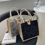 Weiyinxing Pattern Linen Handbag For Women Fashion Designer Bag Convenient Large-Capacity Shopper Tote Travel Grocery Storage Bag