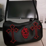 Weiyinxing Gothic Y2k Handbag for Women Black Cross Skull Lipstick Purse Pu Leather High Quality Zipper Trend Female Underarm Bag