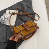 Weiyinxing Women PU Leather Underarm Shoulder Bags Fashion Contrasting Colors Chain Crossbody Bag Lady Vintage Trapeze Handbags