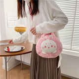 Weiyinxing Cartoon Shoulder Bag for Women Cute Pig Kawaii Bear Coin Purse Soft Plush Fluffy Doll Casual Youth Ladies Crossbody Bag Sac