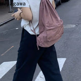 Weiyinxing Korean Nylon Drawstring Backpack Black Pink Carrying Backpacks Causal Students High School Ins Style Women's Bag