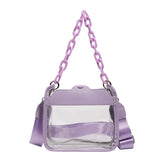 Weiyinxing Crossbody Bag for Women PVC Transparent Single Shoulder Chain Portable Messenger Bags Small Square Satchel Bag Girls Gift