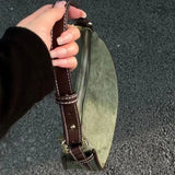 Weiyinxing Casual Green Underarm Bag Women New Vintage Hot Girls Leather Solid Shoulder Bag Female Retro Elegant Y2k Handbag Purse