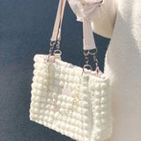 Weiyinxing Capacity Women's Shoulder Bag Solid Color Chain Ladies Underarm Bag Soft Commute Female Tote Bucket Handbags Messenger Bag