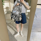 Weiyinxing Women Backpacks Female Cow Printing Funny Student Knapsack Large Capacity Cute Pendant for College for Ladies Girl