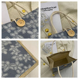 Weiyinxing Pattern Linen Handbag For Women Fashion Designer Bag Convenient Large-Capacity Shopper Tote Travel Grocery Storage Bag