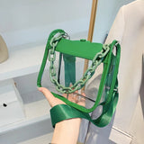 Weiyinxing Crossbody Bag for Women PVC Transparent Single Shoulder Chain Portable Messenger Bags Small Square Satchel Bag Girls Gift