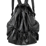 Weiyinxing 2024 Silver Drawstring Back Pack Big PU Leather Korean Fashion Backpack for Women School Bags for Teenagers Girls