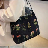 Weiyinxing Embroidered Tote Bag Women Summer Trendy Cloth Bag Niche Embroidery Shoulder Bag Texture Bucket Bags Canvas Bags