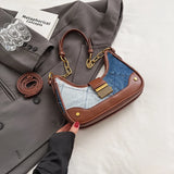 Weiyinxing Denim+PU Leather Small Crossbody Bags for Women 2024 Korean Fashion Underarm Bag Female Shoulder Bag Handbags