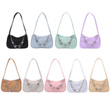 Weiyinxing Women Butterfly Chain Shoulder Bags Pure Color Casual All-match Underarm Bags Elegant Ladies Small Hobos Handbags Purses