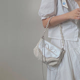 Weiyinxing Fashion Pearl Handle Bolso Mujer 2023 Elegant Embroidered Floral Beige Hasp Women Handbags Lovely Concise Bow Bag Female