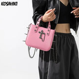 Weiyinxing Girls Punk Rivets Y2k Aesthetic Shoulder Bag Korean Gothic Cross Handbags Women Casual Vintage Crossbody Bags Trendy