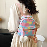 Weiyinxing Backpack Women Nylon Cute Small Shopper Handbags Multicolor Book Bags with Heart Pendant Girls Fashion Shoulder Bag