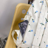 weiyinxing Waterproof Nylon Women Backpack Female Kawaii Flowers Travel Bag Cute Girl Fresh Schoolbag Preppy Bookbag Laptop Backpack