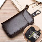 Weiyinxing Men Leather Zipper Key Case Fashion Multifunctional Car Key Organizer Card Bag Wallet Keychain Split Wallet Key Holder Organizer