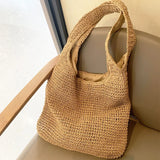 Weiyinxing Straw Bag Summer Handmade Beach Bag Large Capacity Shoulder Bag Vacation Rattan Totes Outdoors Seaside Handbag Bolsas