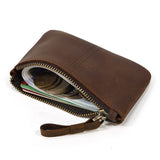 Weiyinxing Men's Genuine Leather Zipper Coin Wallet Wowen Natural Leather Mini Short Purse Card Holder Change Purse for Man Clutch Wallets