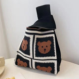 Weiyinxing Knot Wrist Bag Simple Weave Tote Bag Knitted Bag Handbag Shopping Bags Travel Japanese Bucket Student Shopping Handbags