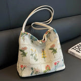 Weiyinxing Embroidered Tote Bag Women Summer Trendy Cloth Bag Niche Embroidery Shoulder Bag Texture Bucket Bags Canvas Bags