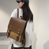 weiyinxing Preppy Style Woman Backpack Pu Leather Big School Backpack Bags for Teenager Girl Simple New Designer Hand Shoulder Bags