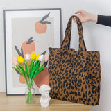 Weiyinxing Corduroy Leopard Print Bag Ladies Shoulder Casual Tote Shopping Bag Large Capacity Handbags Totes Women Ladies Hand Bags