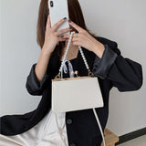 Weiyinxing Armpit Bag Women Design Handbag PU Underarm Shoulder Bag Fashion Pearl Top Handle Bag Female Small Subaxillary Bag Clutch