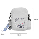 Weiyinxing Cute Bear Canvas Crossbody Bags Women Fashion Casual Shoulder Bags Ladies Cartoon Cell Phone Zipper Purse Mini Messenger Bag