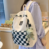 Weiyinxing Women Plaid Harajuku Backpack Girl Travel School Bag Female Laptop Lattice College Backpack Fashion Ladies Cute Book Bags