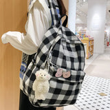 Weiyinxing 2023 Women Backpack Female Cool Nylon Travel Bag Fashion Plaid Portable Cute Schoolbag College Teenage Girls Boys Bookbag