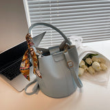 Weiyinxing Bucket Bag Women's High-capacity Handbags 2023 Korean Version Fashion Advanced Texture Silk Scarf Handheld Bucket Bags Niche
