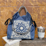 Weiyinxing Embroidery Women Shoulder Bag Designer Eco Bags for Women Rope Handle Handbags Drawstring Bag Reusable Shopper Tote