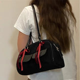 Weiyinxing New Women Y2k Aesthetic Bow Shoulder Bags Vintage Casual Streetwear Fashion Handbags Trendy All Match Simple Underarm Bag
