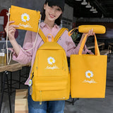 Weiyinxing Student School Backpacks New Large Capacity Travel Rucksack Fashion Canvas Daisy Print Knapsack Teenagers Girls Bookbag