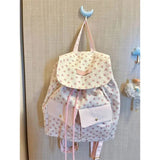 Weiyinxing Floral Canvas Sweet Chic Korean Mini Backpack 2024 Spring New Campus College Student Small Backpacks