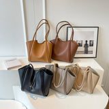 Weiyinxing Fashion Retro Big Leather Tote Bags for Women 2024 Tend Female Large Capacity Shoulder Bag Solid Color Handbags