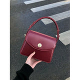 Weiyinxing Vintage Red Square Bag Women New Retro Handle Pu Leather Solid Messenger Bag Purse Female Harajuku Aesthetic Bolso Mujer