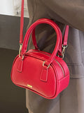 Weiyinxing Leather Retro Mini Crossbody Bag for Women Korean Fashion Lady Soft Handle Daily Handbags Classic Red Bridal Bag