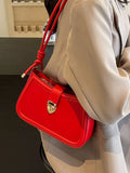 Weiyinxing New Red Single Shoulder Bag for Women Classic Flap Design Small Underarm Bags Lady Daily Out Casual Handbag Purses