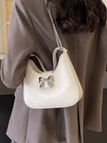 Weiyinxing Leather Small Shoulder Bag for Women 2024 Korean Fashion Bow Design Handbags Purses Female Chains Crossbody Bags