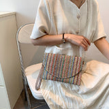Weiyinxing Womens Crossbody Bags Straw Woven Envelope Handbags Clutch Shoulder Purses Luxury Design Wallet for Lady Wedding Party Bags