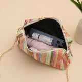 Weiyinxing Knitting Women Straw Bag Beach Summer Chain Small Purse and Handbag Female Shoulder Crossbody Bags Travel Design Flap Bag